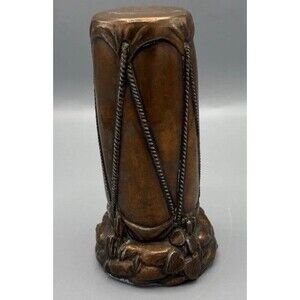 Vintage Copper Native America Drum & Rope Coin Bank~5 3/4" Tall 1920’s